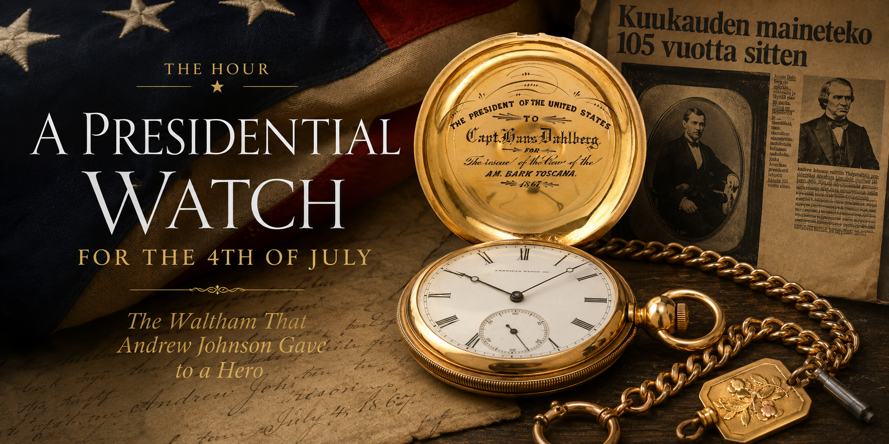 Waltham Presidential Presentation Model 1862 18K Yellow Gold Pocket Watch