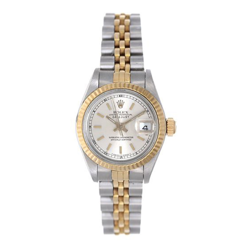 Ladies Rolex Datejust Watch 69173 Silver With Gold Stick Markers