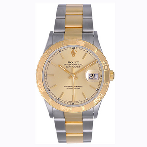 Men's Rolex Turnograph 2-Tone Steel & Gold Champagne Dial Watch 16263