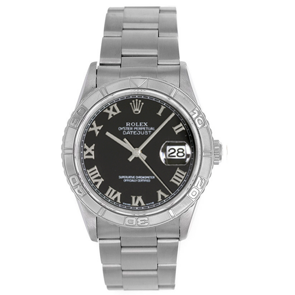 Men's Rolex Datejust Watch 16264 Black Roman Dial