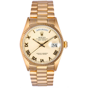 Rolex President Day-Date Men's 18k Yellow Gold Watch 18038 Cream Dial