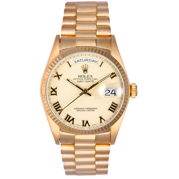 Rolex President Day-Date Men's 18k Yellow Gold Watch 18038 Cream Dial
