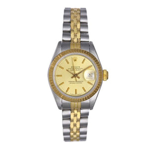 Rolex Ladies 2-Tone Datejust Watch 69173 Champagne Dial