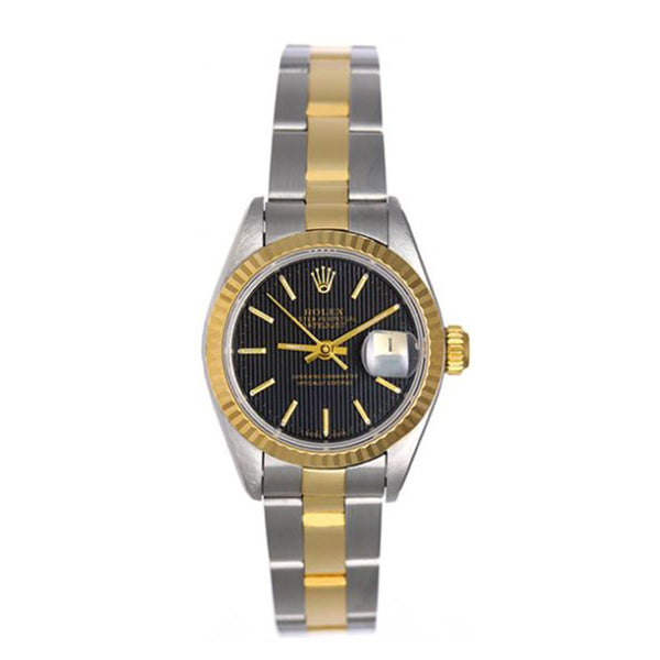 Rolex Ladies Datejust Watch 69173 Black Tapestry Dial