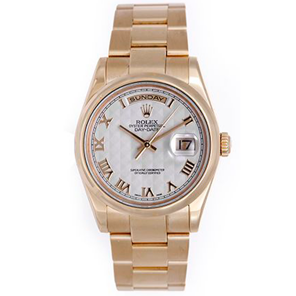 Men's Rolex President Day-Date  Watch 118208 Off-White Pyramid Dial