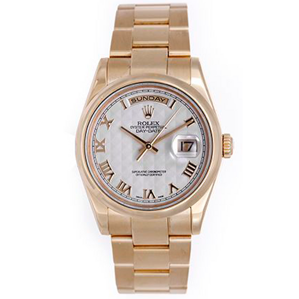 Men's Rolex President Day-Date  Watch 118208 Off-White Pyramid Dial