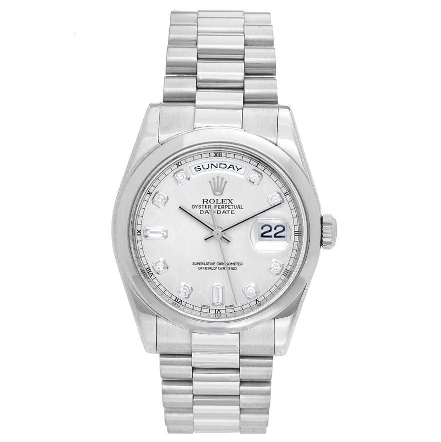 Rolex President Day-Date Men's 18K White Gold Watch 118209