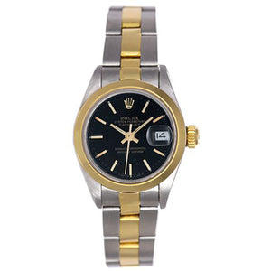 Ladies Rolex Datejust Watch Steel with 18k Gold Smooth Bezel 69163