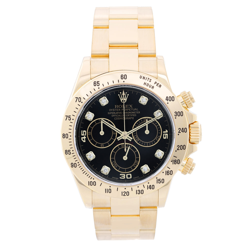 Rolex Cosmograph Daytona Men's 18k Gold 116528 Black Dial