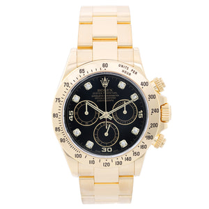 Rolex Cosmograph Daytona Men's 18k Gold 116528 Black Dial