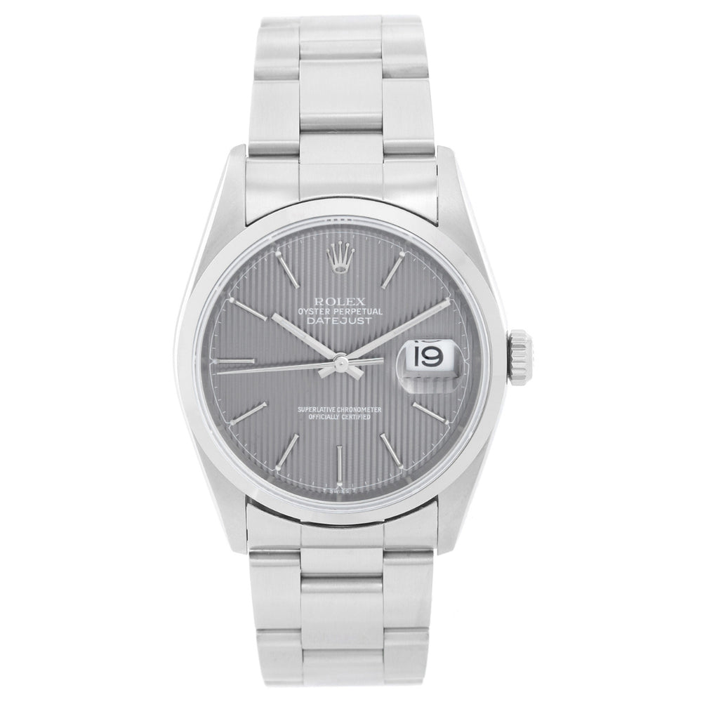 Men's Rolex Datejust Watch 16200 Rhodium Tapestry Dial