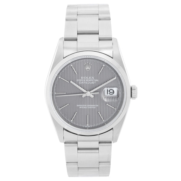 Men's Rolex Datejust Watch 16200 Rhodium Tapestry Dial