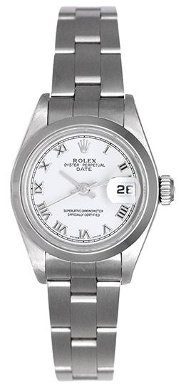 Ladies Used Rolex Date Watch 79160 White Roman Dial