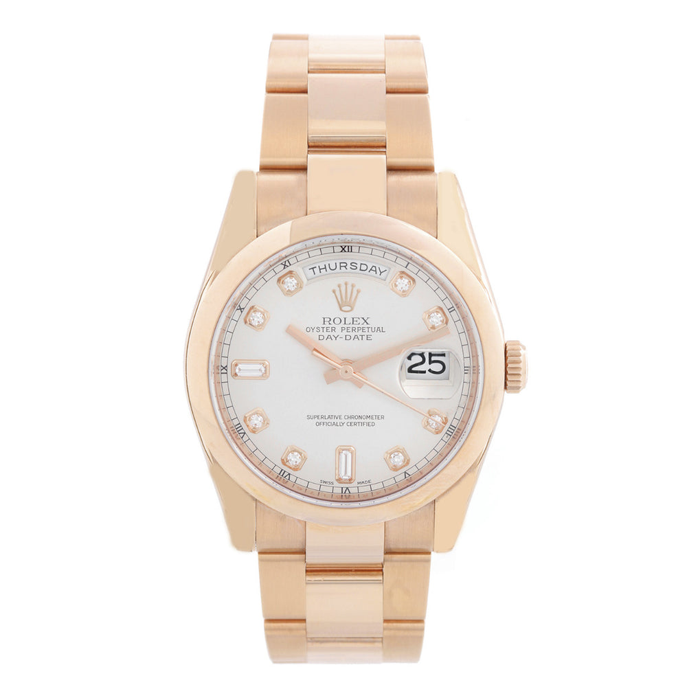 Rolex President Day-Date Silver Diamond Dial Watch 118205