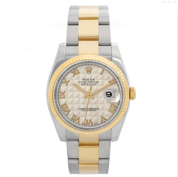 Men's Rolex Datejust  Watch 116233 Ivory Pyramid Dial