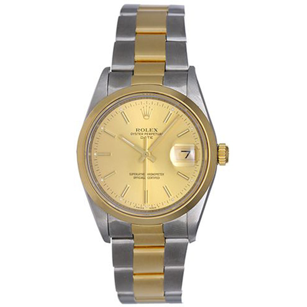 Men's Steel & Gold Rolex Date Watch 15203 Champagne Dial