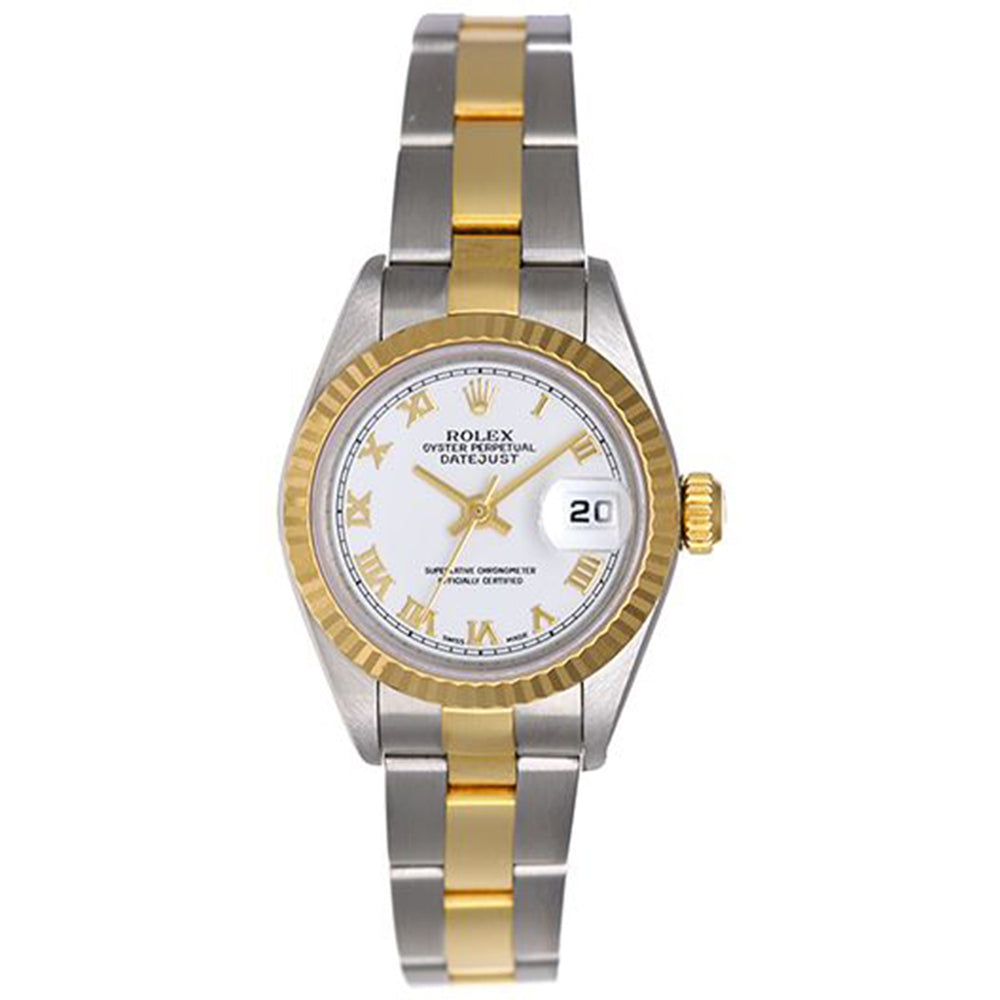 Rolex Ladies Datejust Steel & Gold Watch 79173 White Roman Dial