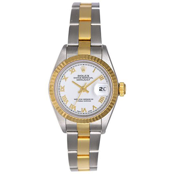 Rolex Ladies Datejust Steel & Gold Watch 79173 White Roman Dial