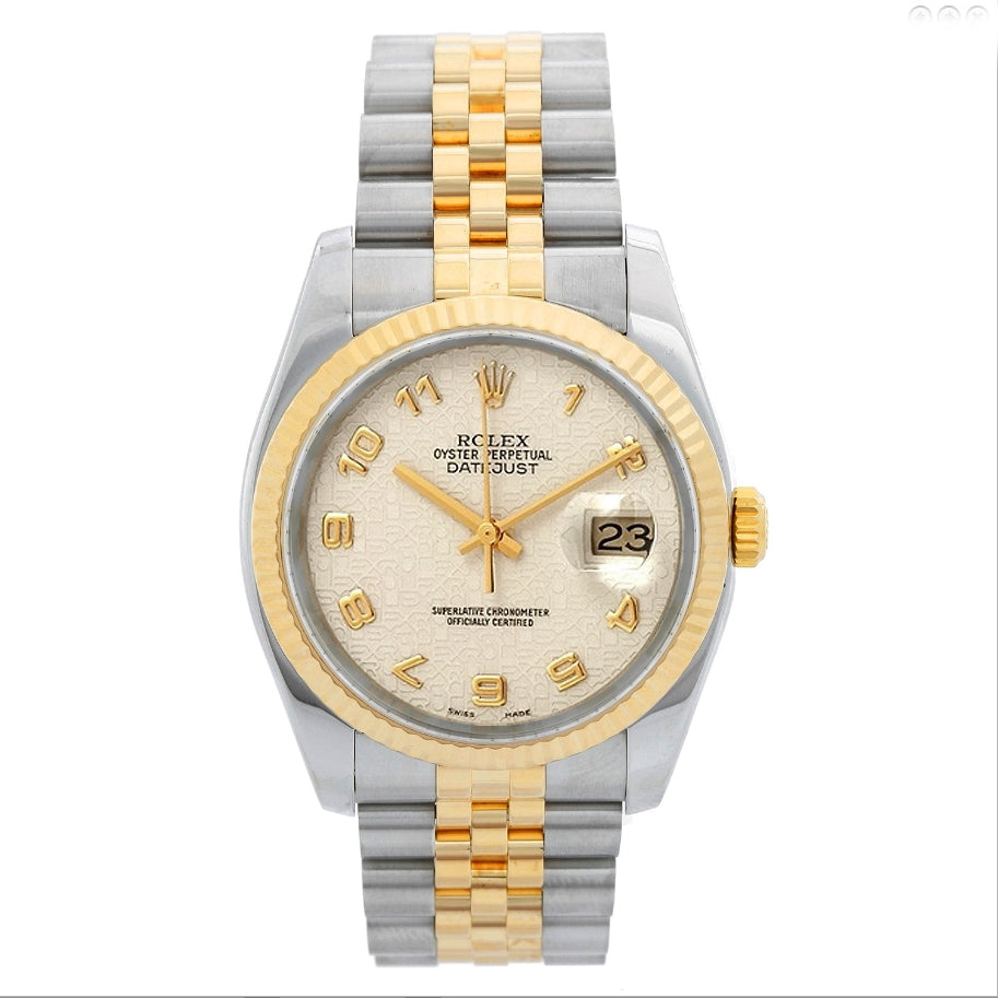 Rolex Men's Datejust 2-Tone Watch 116233 Ivory Colored Jubilee Dial