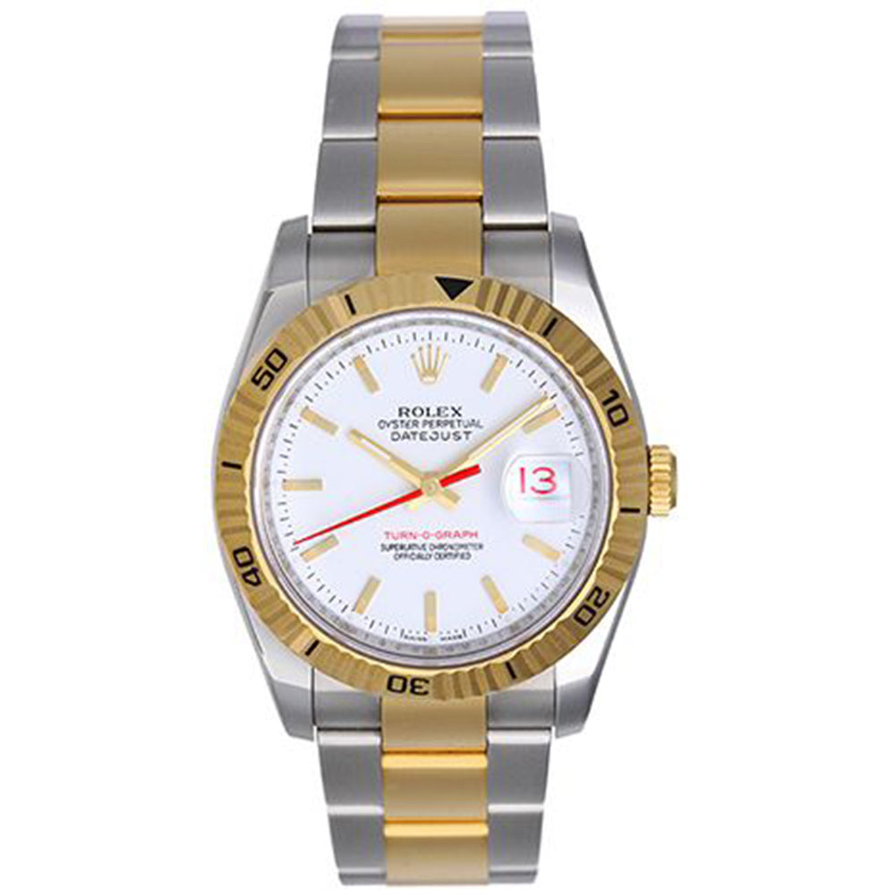 Rolex 2-Tone Turnograph Men's Watch 116263 White Dial