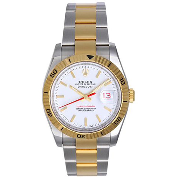 Rolex 2-Tone Turnograph Men's Watch 116263 White Dial