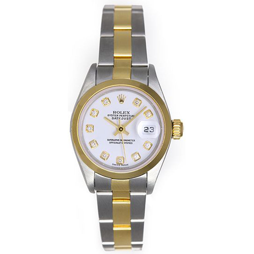 Rolex Ladies Datejust Steel & Gold Watch 79163 White Diamond Dial