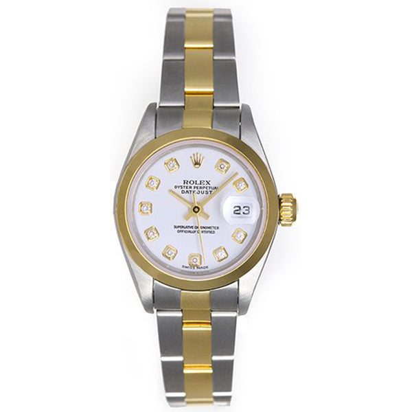 Rolex Ladies Datejust Steel & Gold Watch 79163 White Diamond Dial
