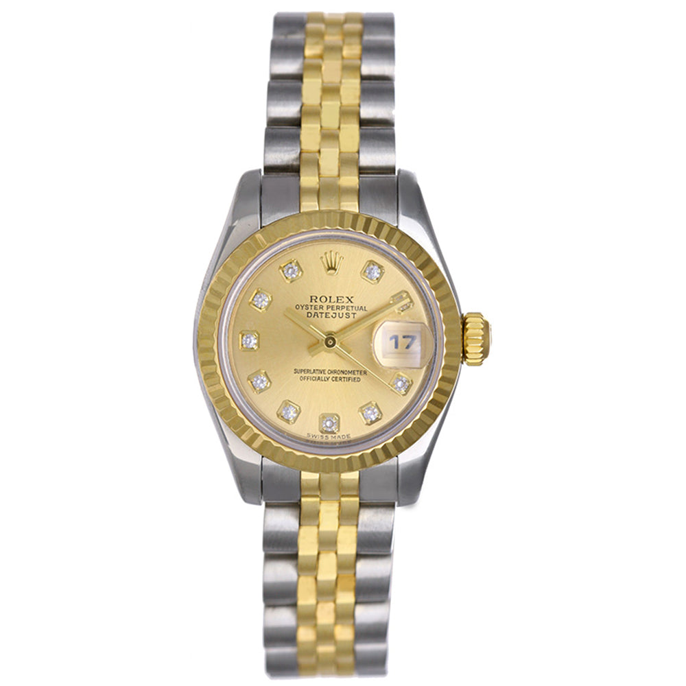 Rolex Ladies Datejust 2-Tone Watch 179173 Champagne Dial