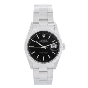 Rolex Date Men's Stainless Steel Watch Engine Turned Bezel 15210