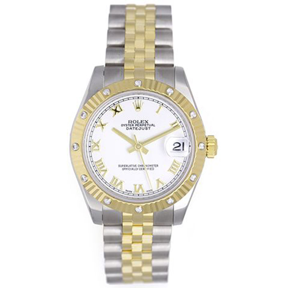 Rolex Midsize 2Tone 12 Diamond Bezel Datejust Watch 178313