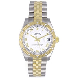 Rolex Midsize 2Tone 12 Diamond Bezel Datejust Watch 178313