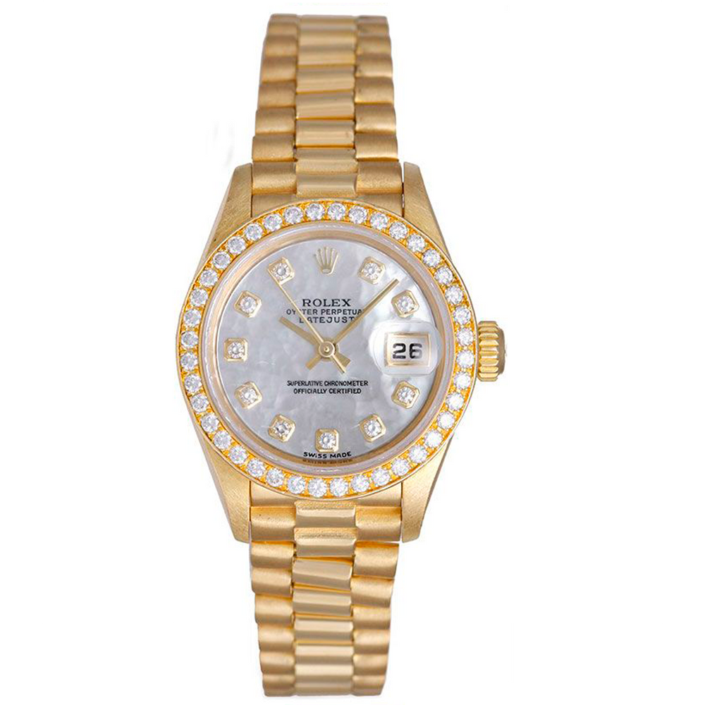 Ladies Rolex President 18k Yellow Gold Diamond Watch 79138