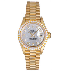 Ladies Rolex President 18k Yellow Gold Diamond Watch 79138