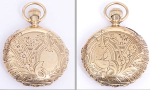 Vintage Hampden 14k Gold Scalloped Case Pocket Watch