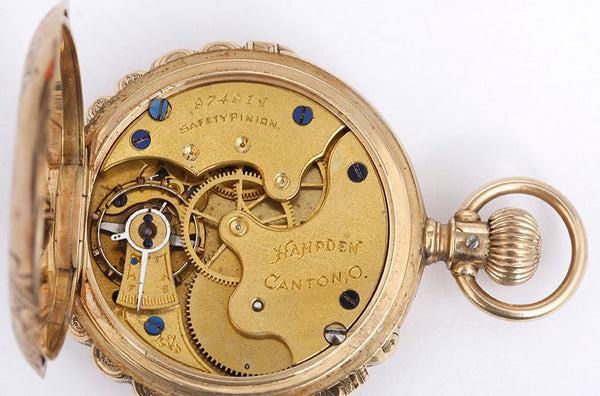 Vintage Hampden 14k Gold Scalloped Case Pocket Watch