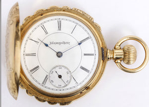 Vintage Hampden 14k Gold Scalloped Case Pocket Watch