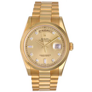 Rolex President Day-Date Champagne Diamond Dial Men's Watch 118208