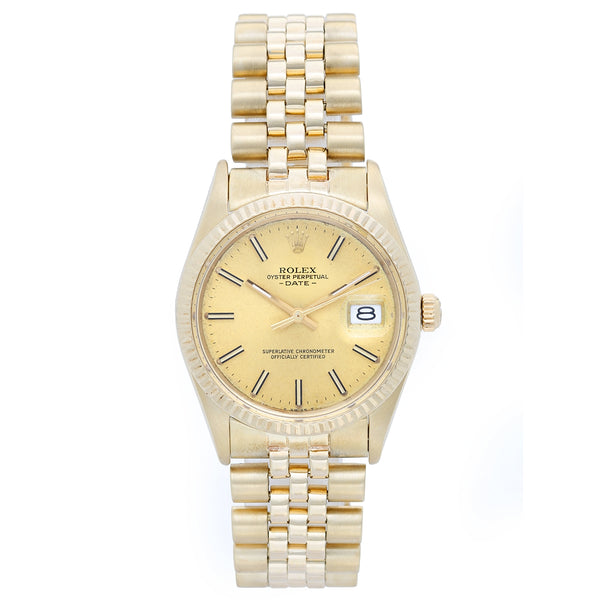 Rolex Date Men's 14k Yellow Gold Watch 15037