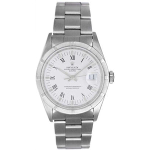 Rolex Date Men's Stainless Steel Watch Engine Turned Bezel 15210