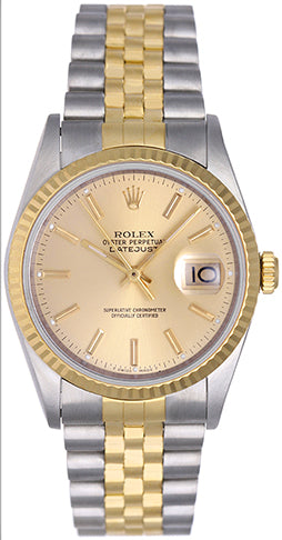 Rolex Datejust Steel & 18k Yellow Gold Men's 2-Tone Watch 16233