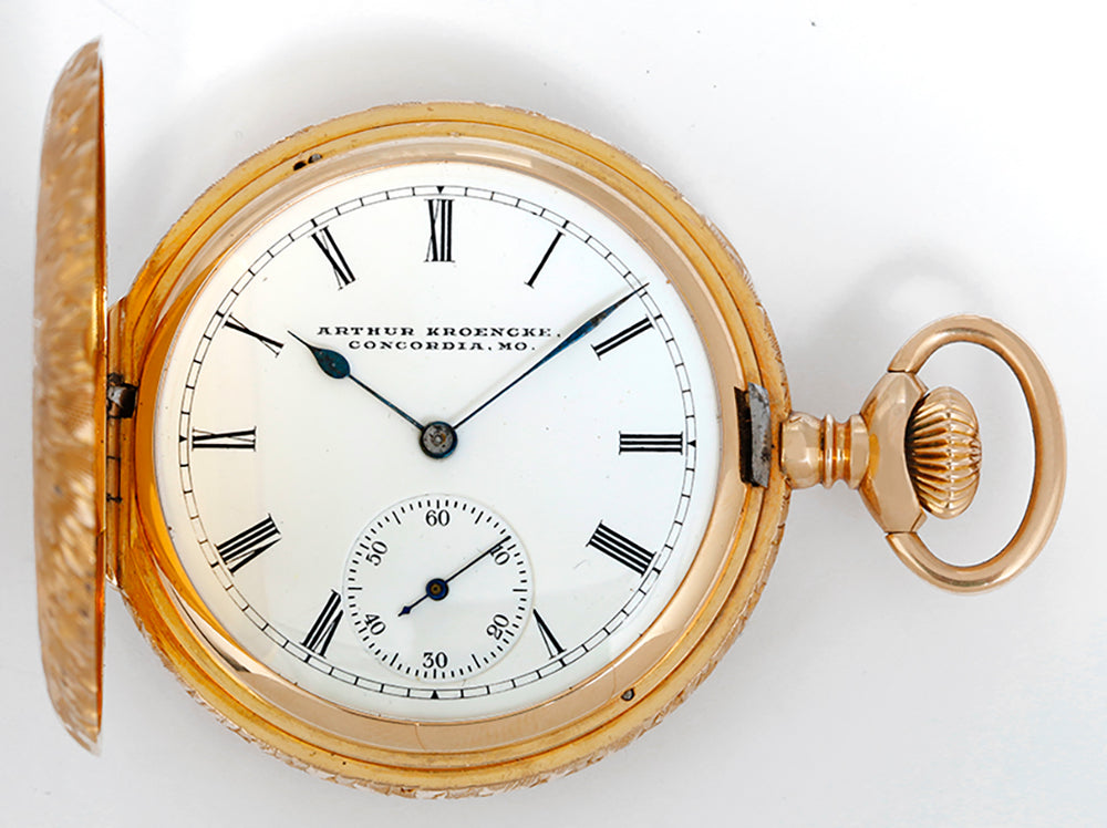 Elgin Pocket Watch 16s 14k Yellow Gold Ornately Engraved Hunting Case Pocket Watch