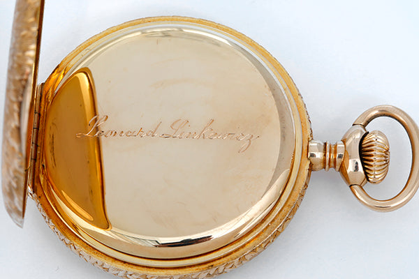 Elgin Pocket Watch 16s 14k Yellow Gold Ornately Engraved Hunting Case Pocket Watch