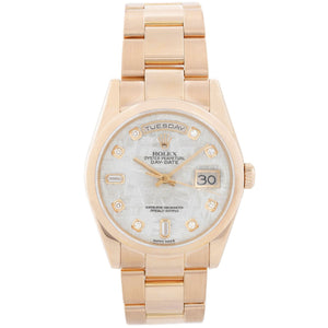 Rolex President Day-Date Meteorite Dial Rose Gold Men's Watch 118205