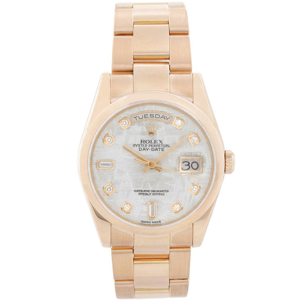 Rolex President Day-Date Meteorite Dial Rose Gold Men's Watch 118205