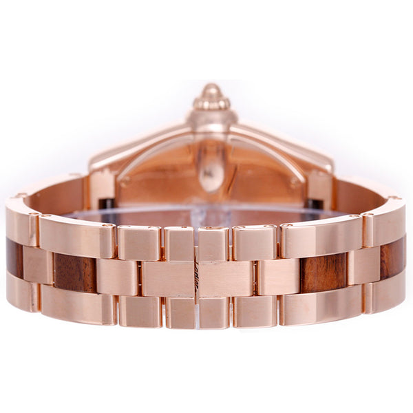 Cartier Roadster Rose Gold Extra with Walnut Burlwood Dial