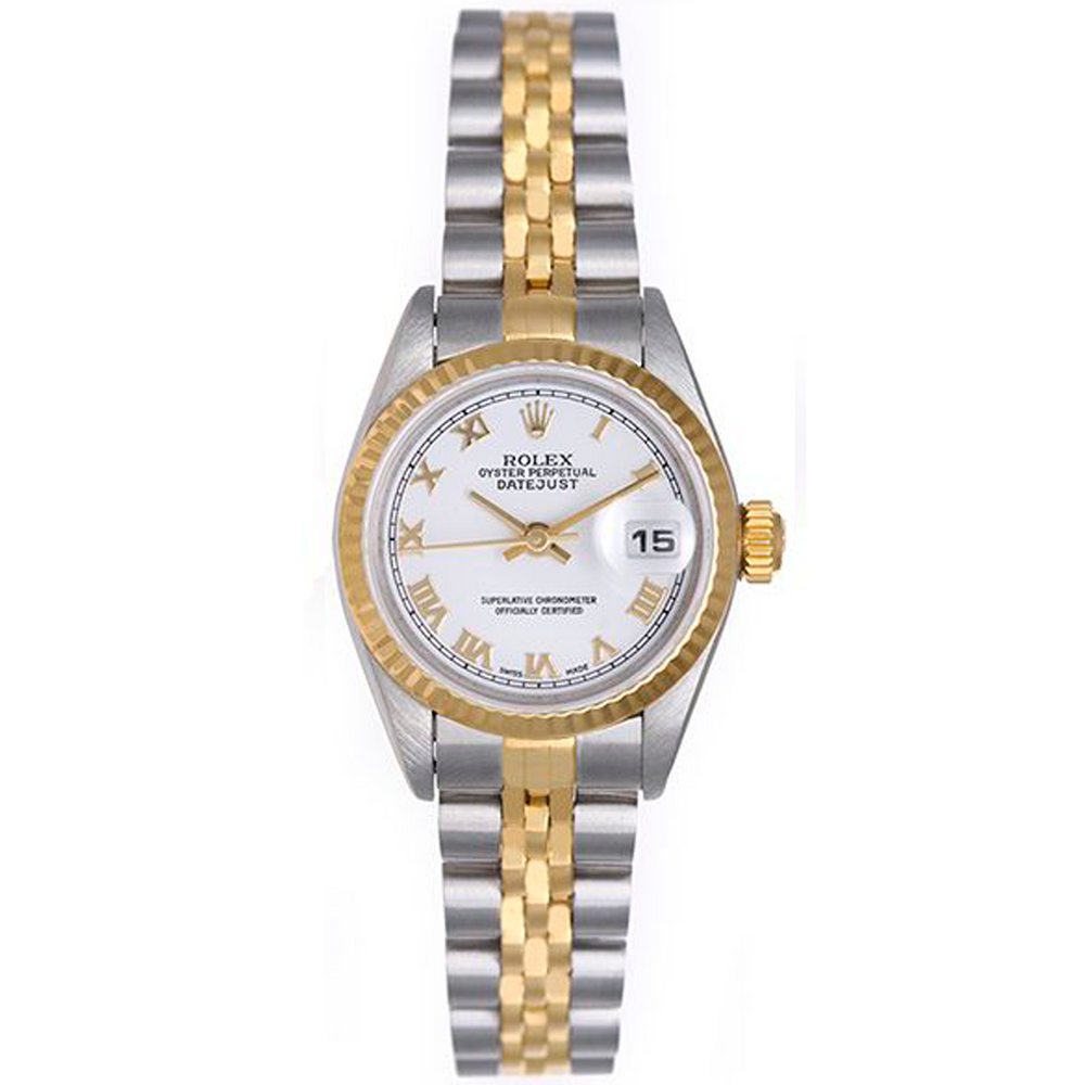 Rolex Datejust 2-Tone Watch 26mm White Roman Dial 79173