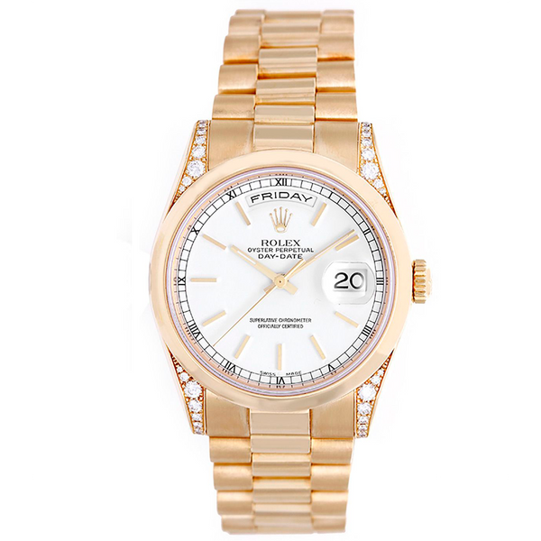 Rolex President Day-Date Men's 18k Gold Watch with Diamonds 118338