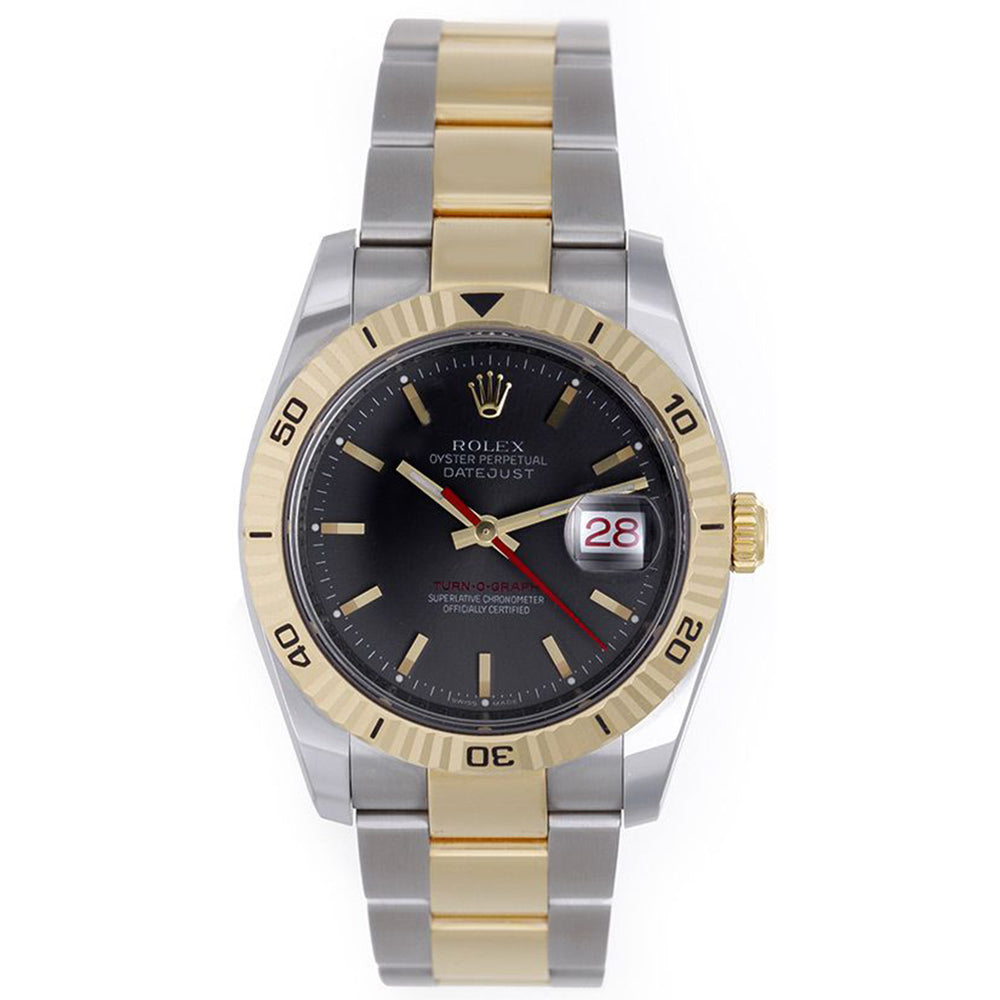 Rolex 2-Tone Turnograph Men's Steel & Gold Watch Slate Dial 116263