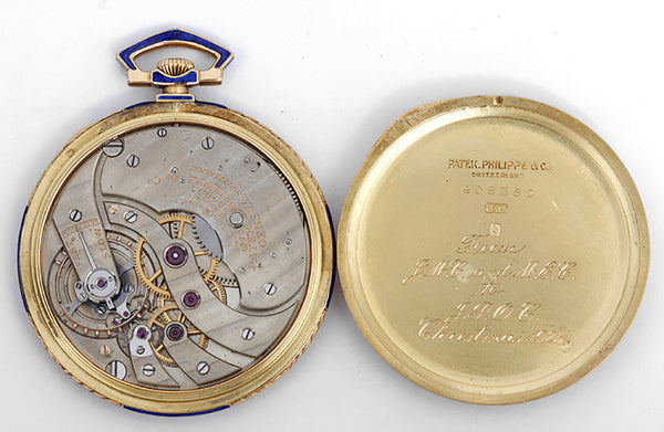 Rare Vintage Patek Philippe 18k Yellow Gold & Lapis Pocket Watch
