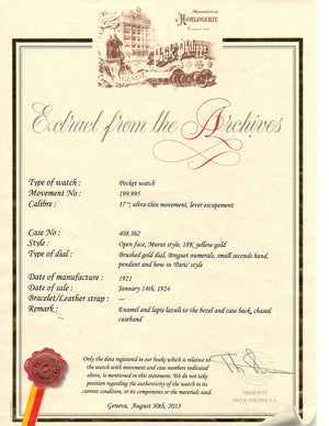 Rare Vintage Patek Philippe 18k Yellow Gold & Lapis Pocket Watch